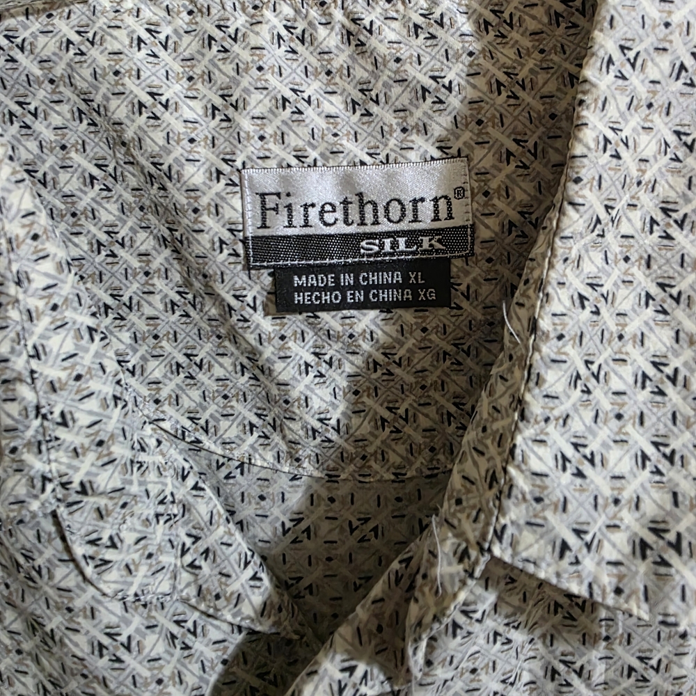 Men's Silk Shirt - Black and White Pattern